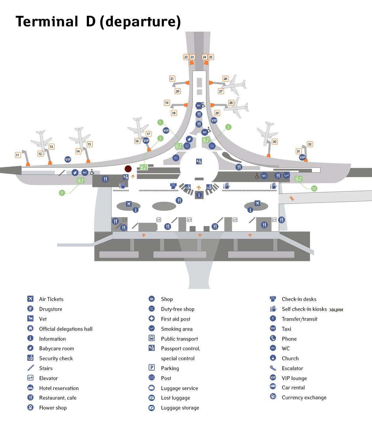 Sân bay quốc tế bản đồ thiết bị đầu cuối d