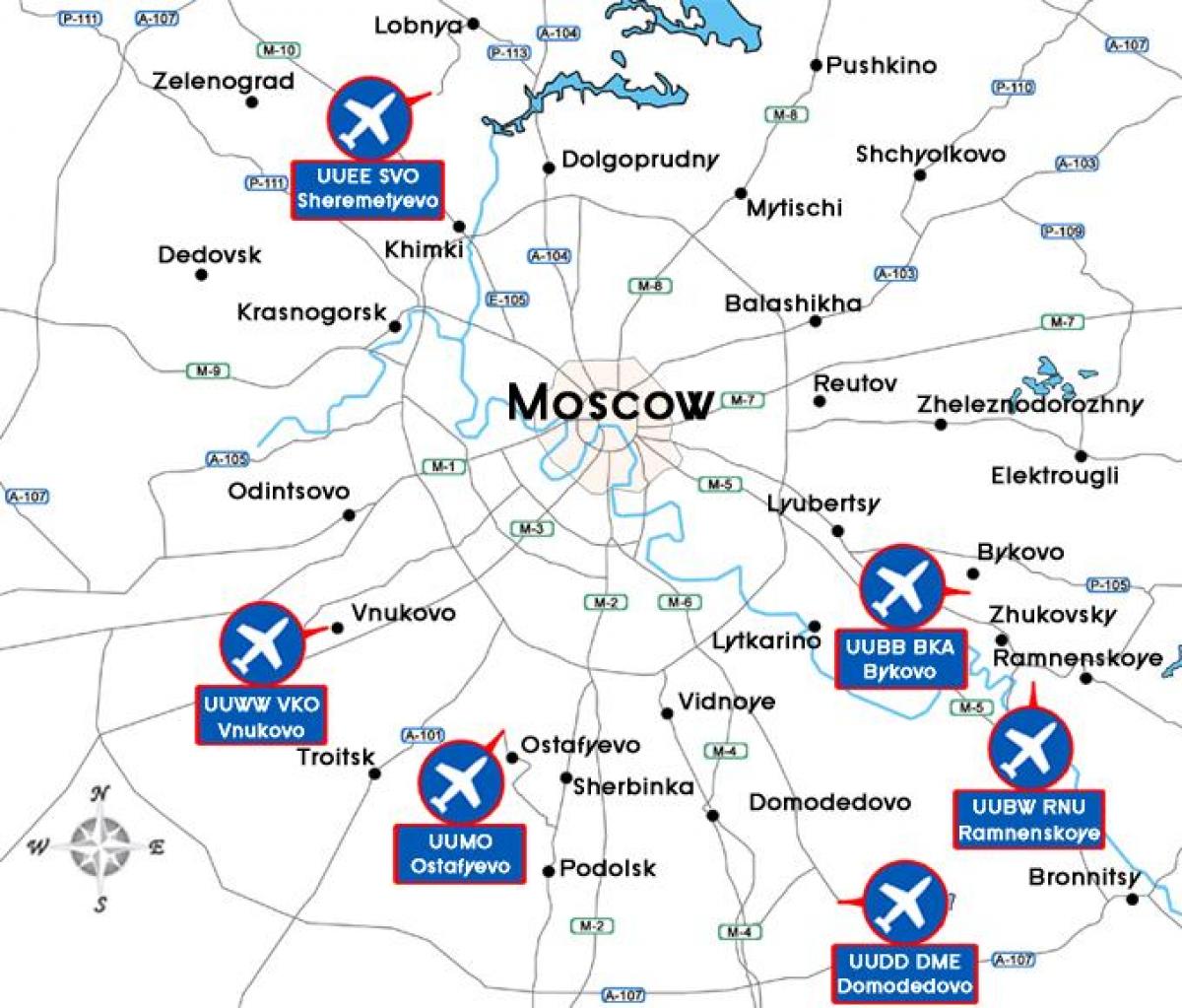 bản đồ của sân bay Moscow