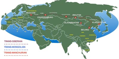 Bắc kinh đến Moscow đào tạo bản đồ đường